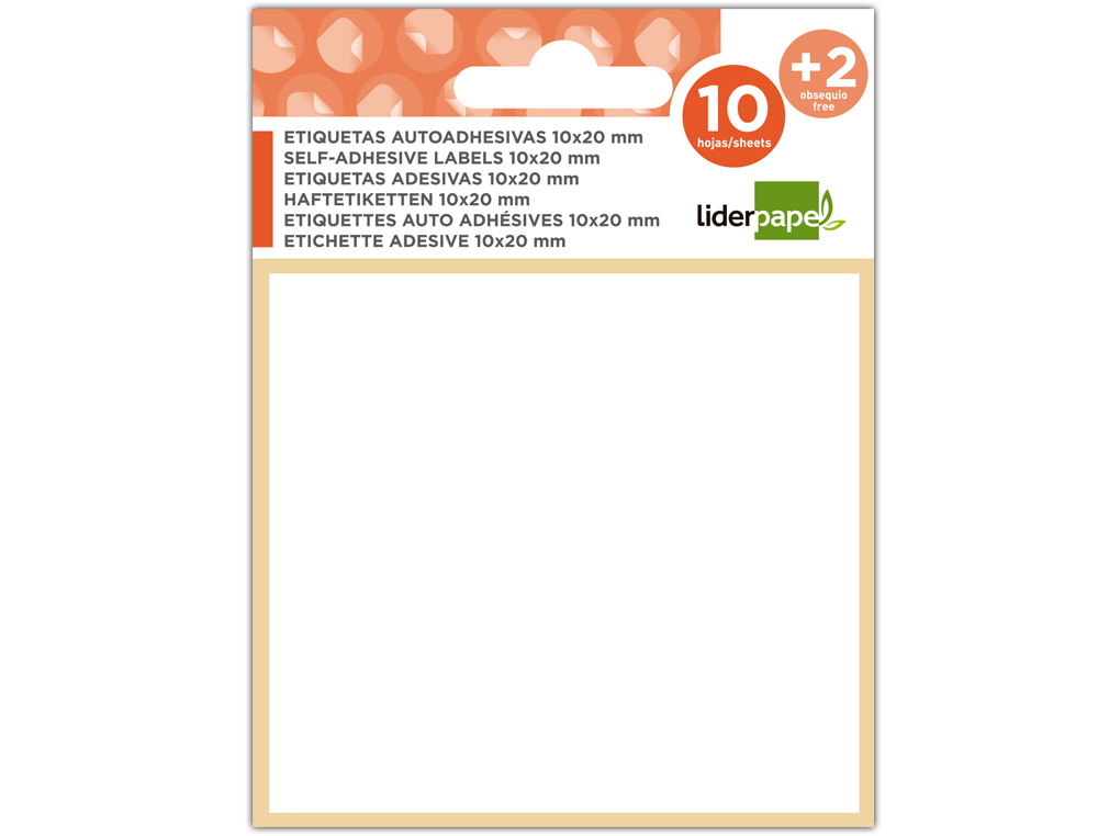 ETIQUETAS LIDERPAPEL SOBRE DE 10 H. + 2 H. OBSEQUIO 38X102 MM -2 UNIDADES POR HOJA