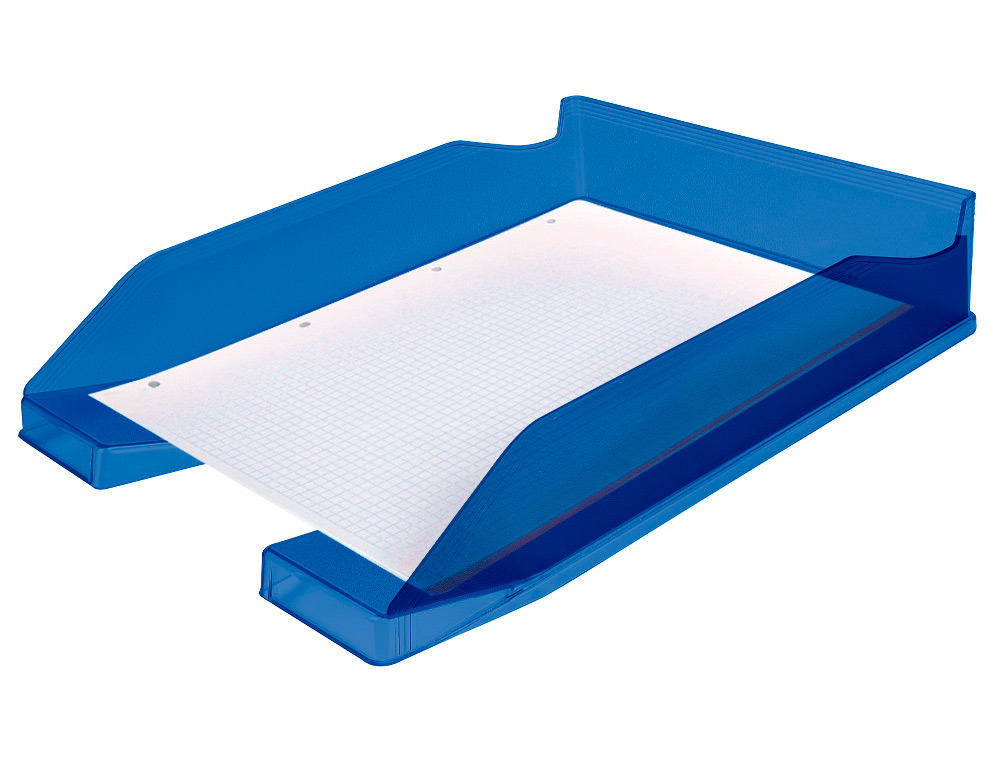 BANDEJA SOBREMESA PLASTICO Q-CONNECT AZUL TRANSPARENTE 240X70X340 MM