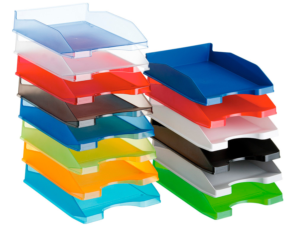 BANDEJA SOBREMESA PLASTICO Q-CONNECT AZUL TRANSPARENTE 240X70X340 MM