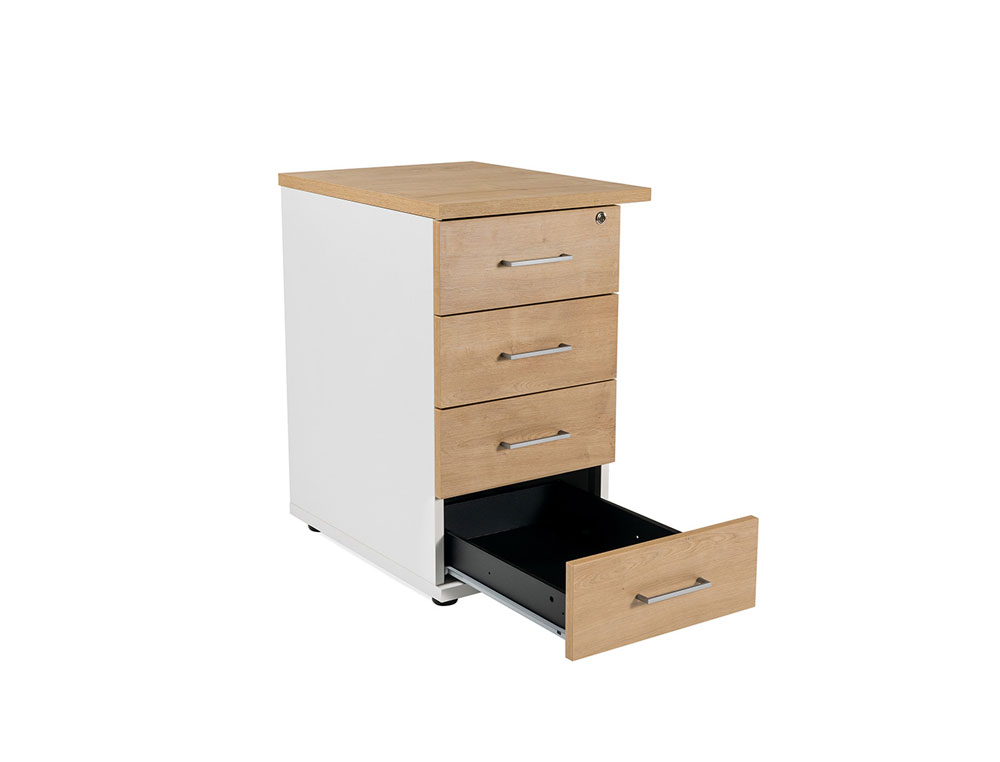 CAJONERA ROCADA CON 4 CAJONES SERIE STORE 60X47X74 CM ACABADO HAYA/HAYA