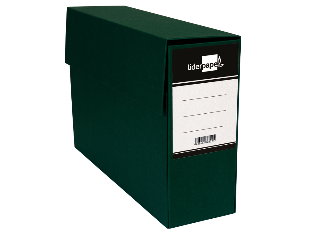 CAJA TRANSFERENCIA LIDERPAPEL FOLIO CON FUELLE LOMO 110 MM COLOR VERDE 380X110X260 MM