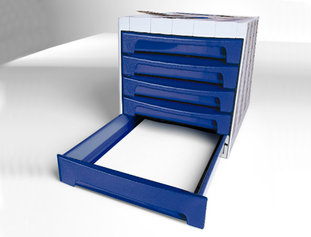 FICHERO CAJONES DE SOBREMESA ARCHIVO 2000 305X370X215 MM BANDEJA ORGANIZADORA SUPERIOR 6 CAJONES AZUL OPACO