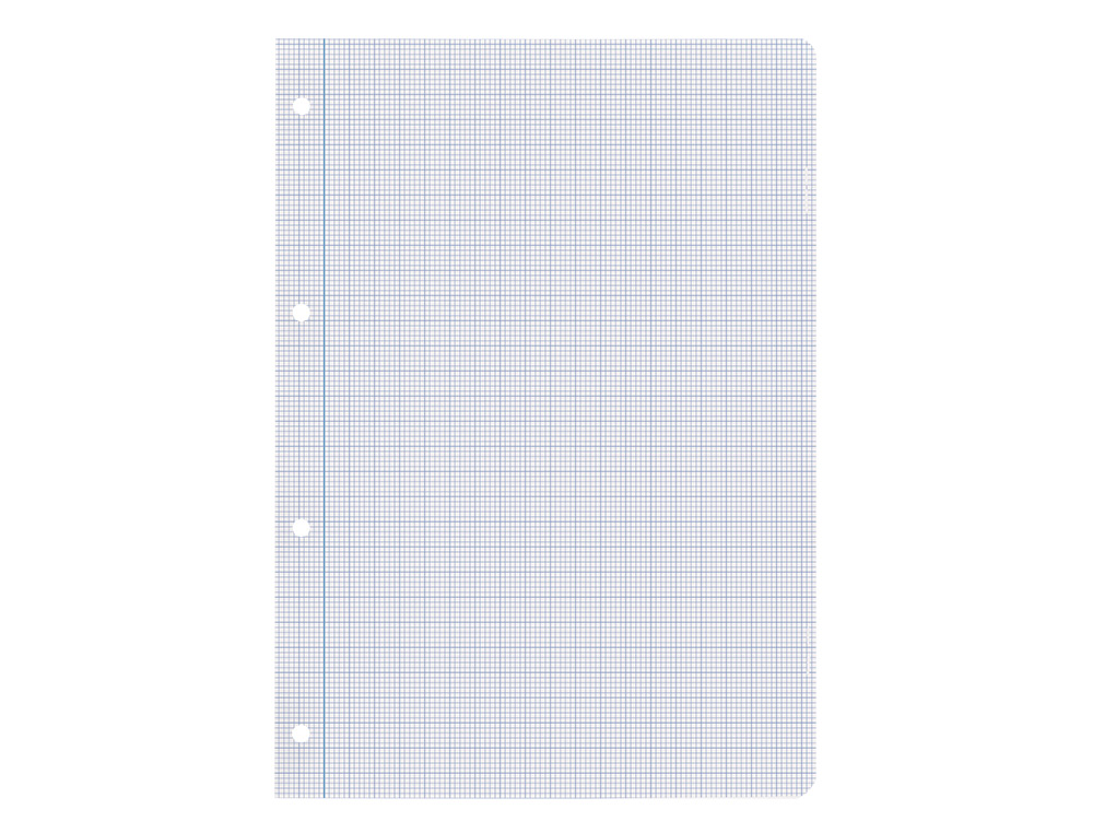 RECAMBIO LIDERPAPEL A4 100 HOJAS 100GR MILIMETRADO 2MM SIN MARGEN 4 TALADROS