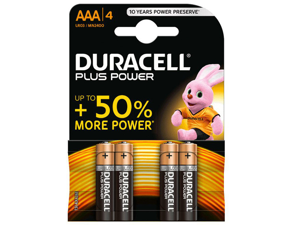 PILA DURACELL ALCALINA PLUS AAA POWER BOOST BLISTER DE 4 UD