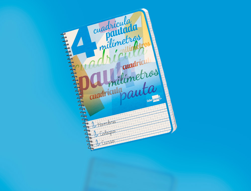 CUADERNO ESPIRAL LIDERPAPEL CUARTO PAUTAGUIA TAPA BLANDA 40H 75GR CUADRO PAUTADO 4MM C OLORES SURTIDOS