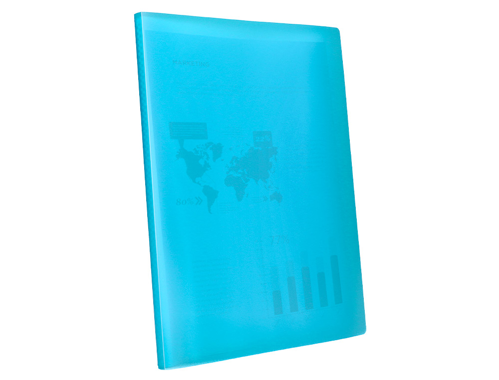 CARPETA LIDERPAPEL ESCAPARATE 47492 30 FUNDAS POLIPROPILENO DIN A4 AZUL TRANSLUCIDO