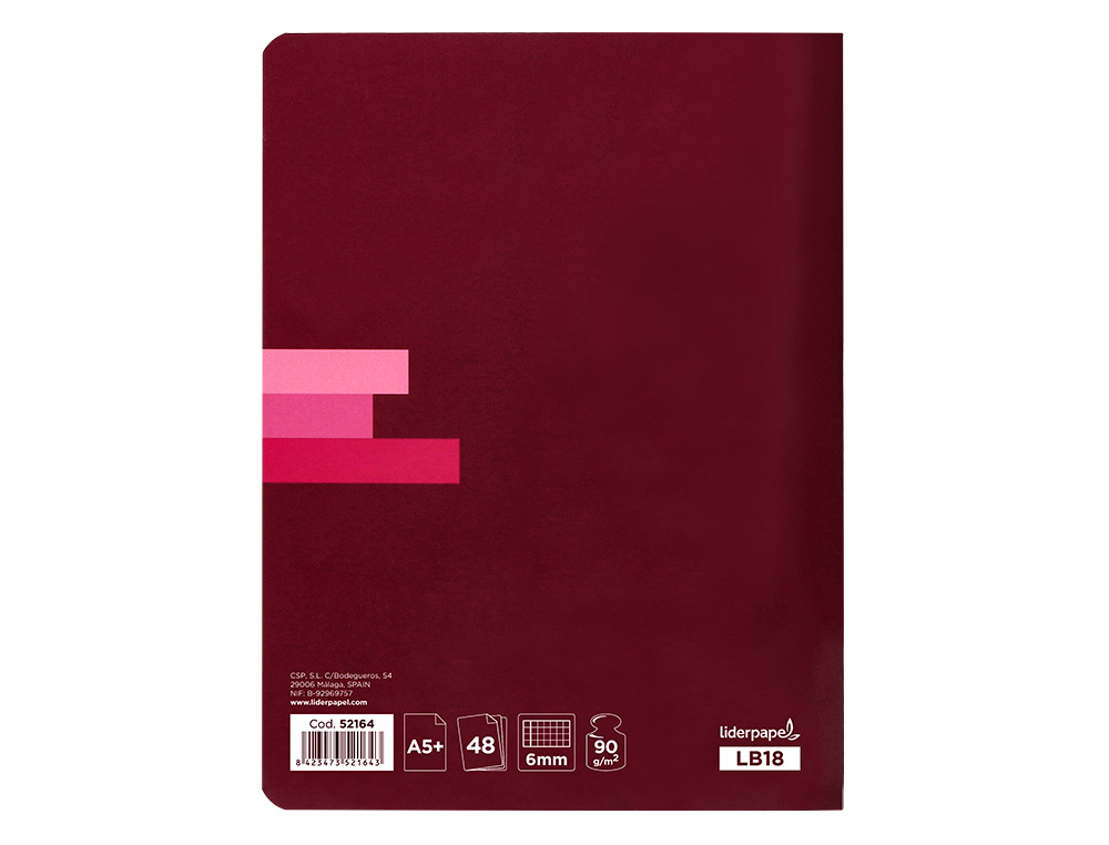 LIBRETA LIDERPAPEL SCRIPTUS A5 48 HOJAS 90G/M2 CUADRO 6MM CON MARGEN