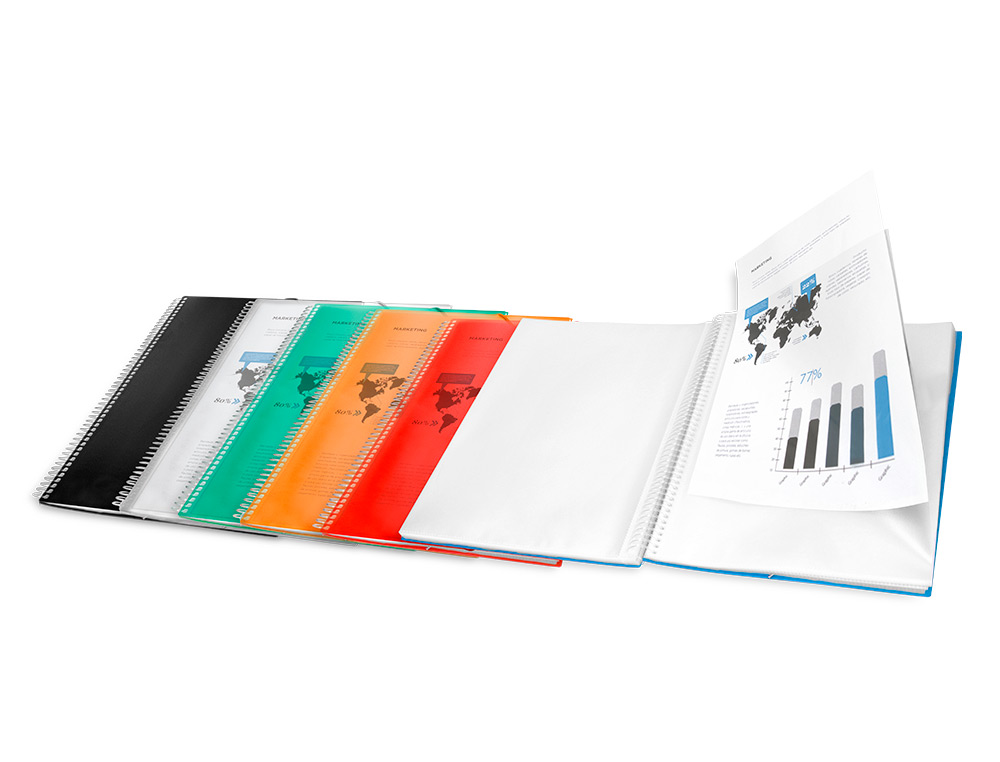 CARPETA LIDERPAPEL ESCAPARATE CON ESPIRAL 20 FUNDAS POLIPROPILENO DIN A4 VERDE