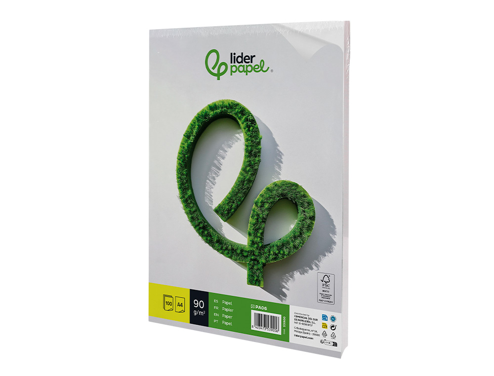 PAPEL LIDERPAPEL A4 90G/M2 LISO PAQUETE DE 100 HOJAS