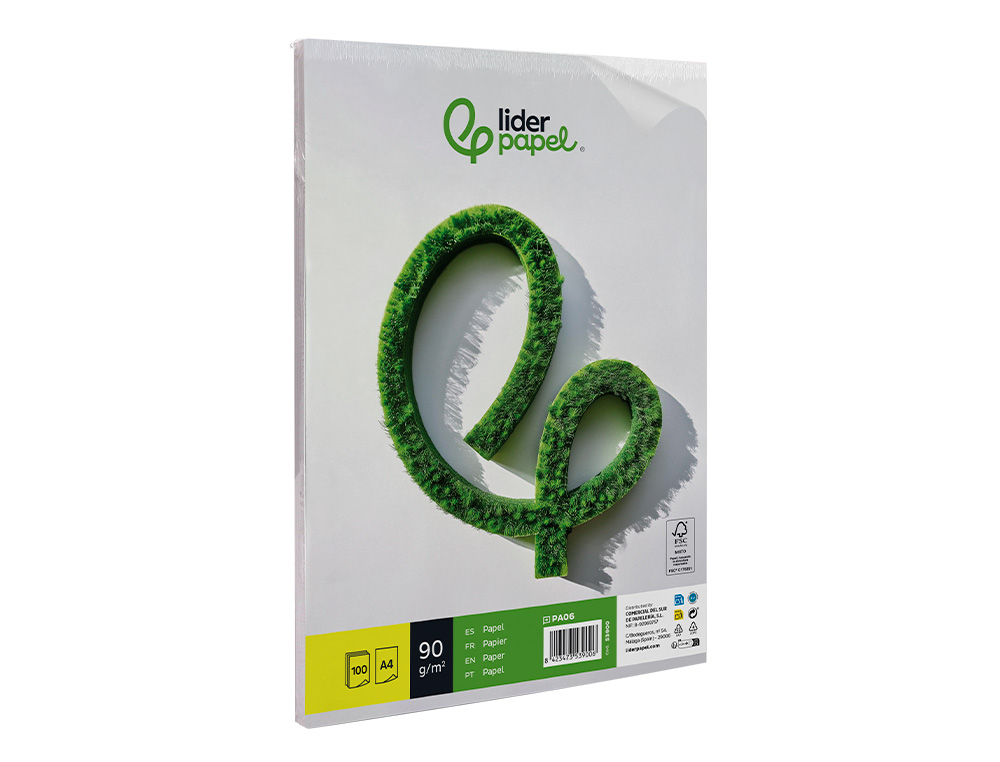 PAPEL LIDERPAPEL A4 90G/M2 LISO PAQUETE DE 100 HOJAS