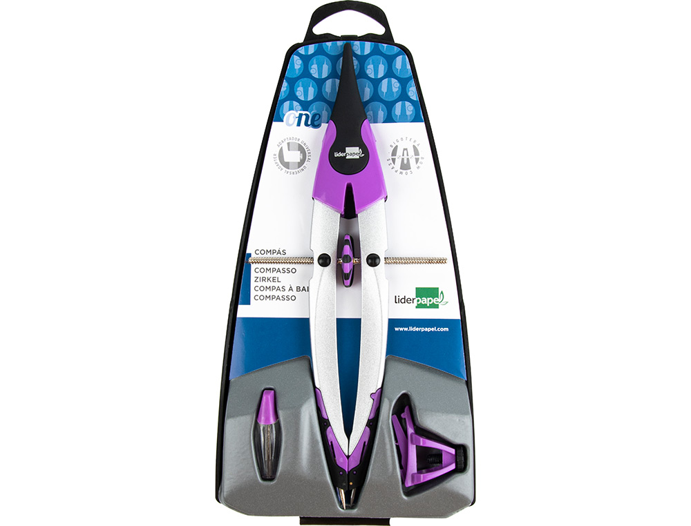 COMPAS LIDERPAPEL ONE CON BIGOTERA ADAPTADOR UNIVERSAL YMINAS COLORES SURTIDOS