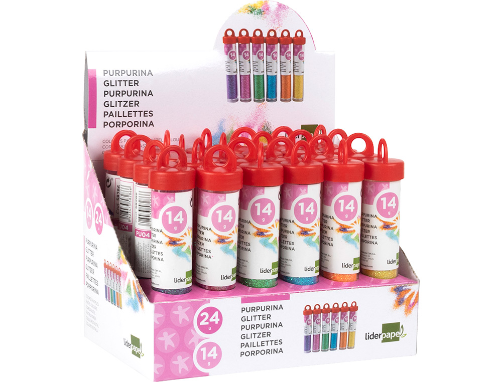 PURPURINA LIDERPAPEL FANTASIA COLORES METALICOS PASTELES BOTE DE 14 GR