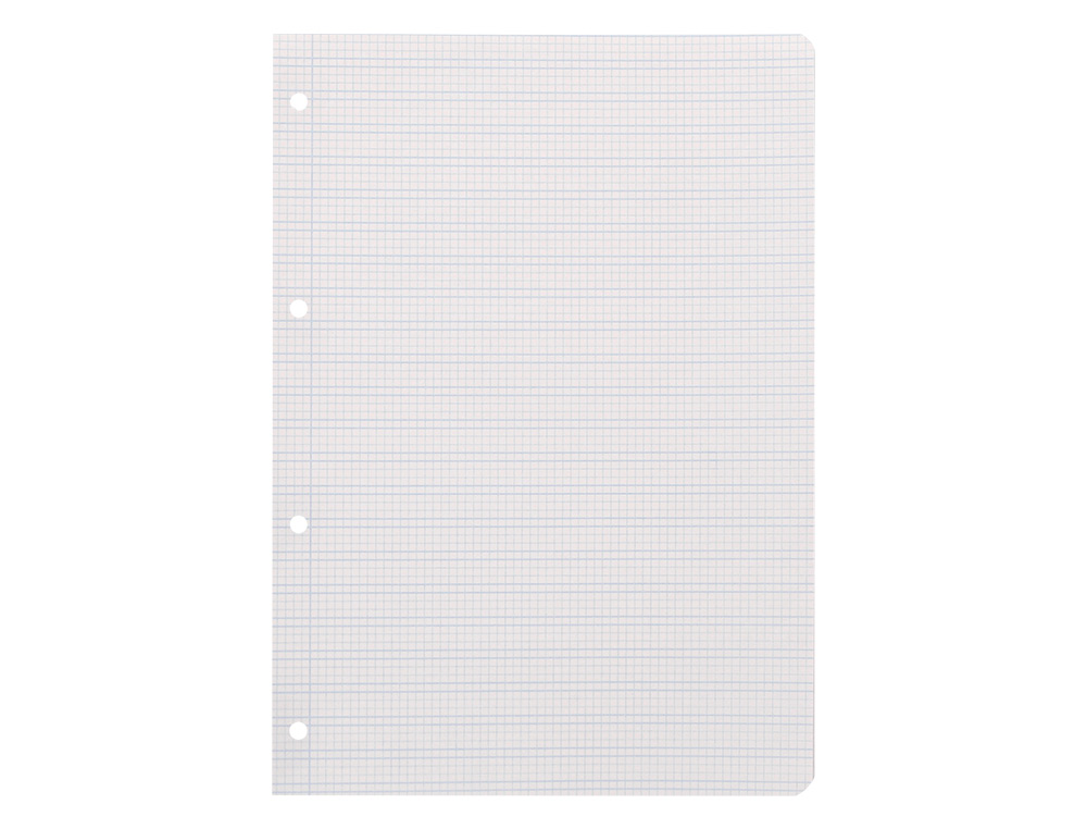 RECAMBIO LIDERPAPEL A4 PAUTAGUIA 100 HOJAS 75GR CUADRICULADO PAUTADO 2,5MM CON MARGEN 4 TALADROS