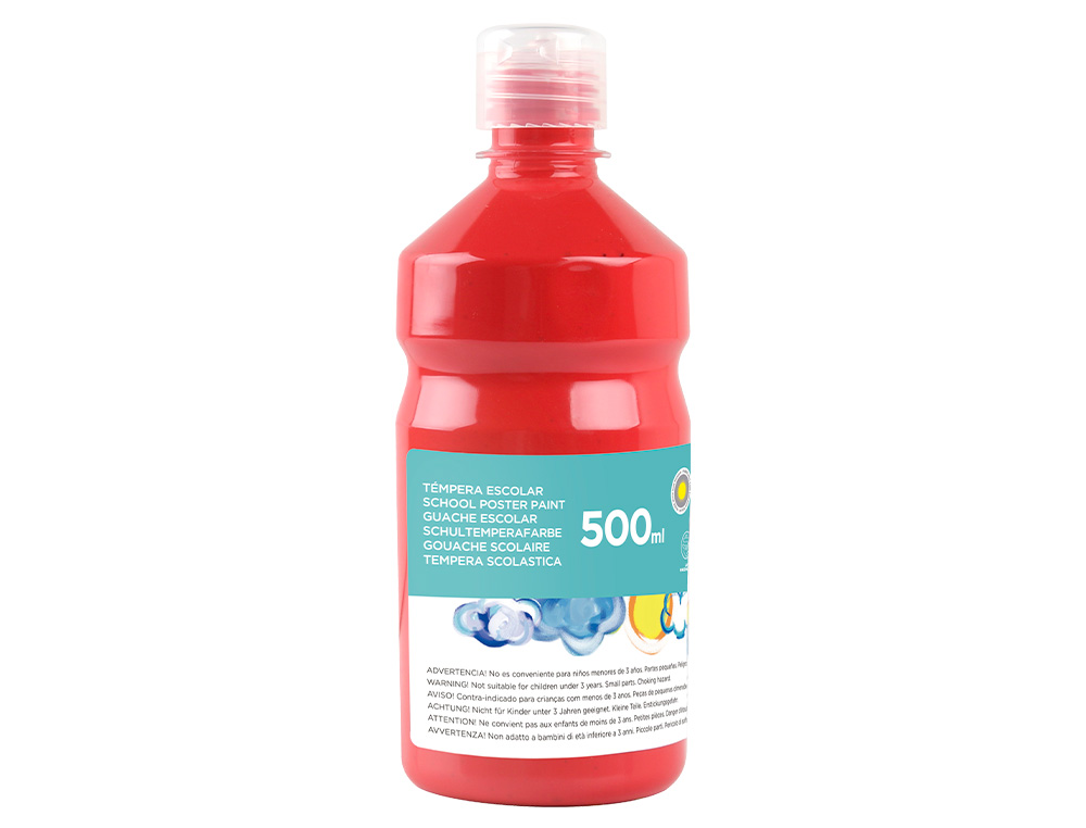 TEMPERA LIQUIDA LIDERPAPEL ESCOLAR 500 ML ROJO