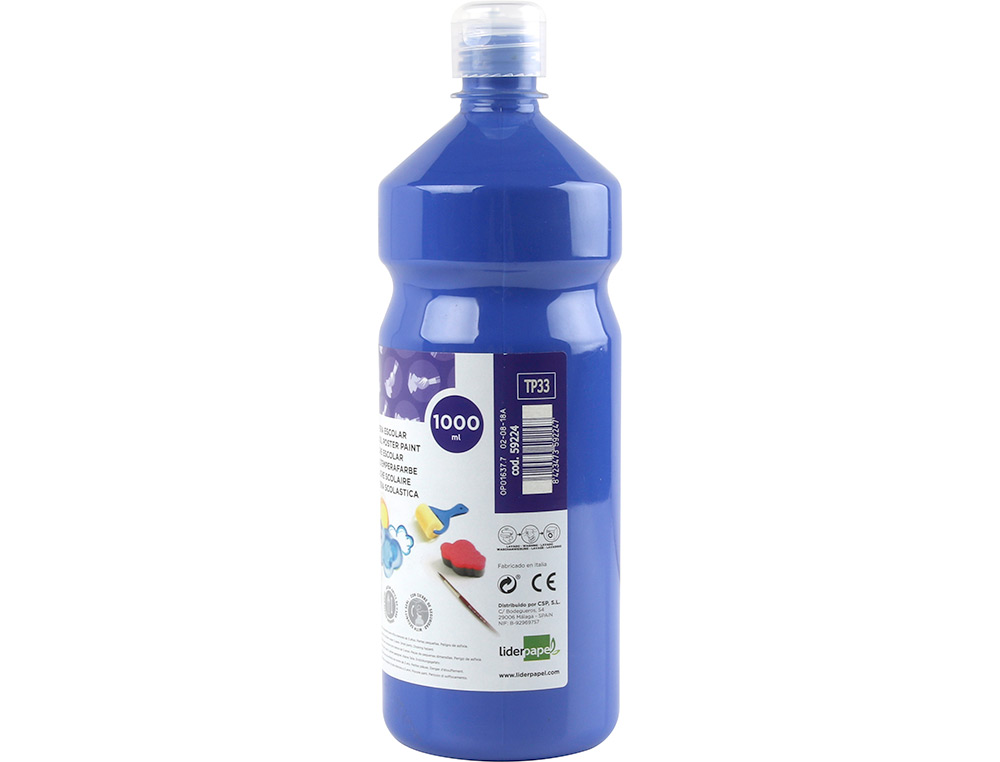 TEMPERA LIQUIDA LIDERPAPEL ESCOLAR 1000 ML AZUL MARINO