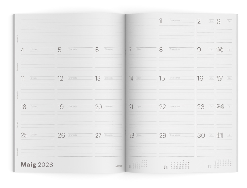 AGENDA G MES VISTA CATALAN ADDITIO PLANIFICADOR 16 MESES 195X285 MM COLORES SURTIDOS