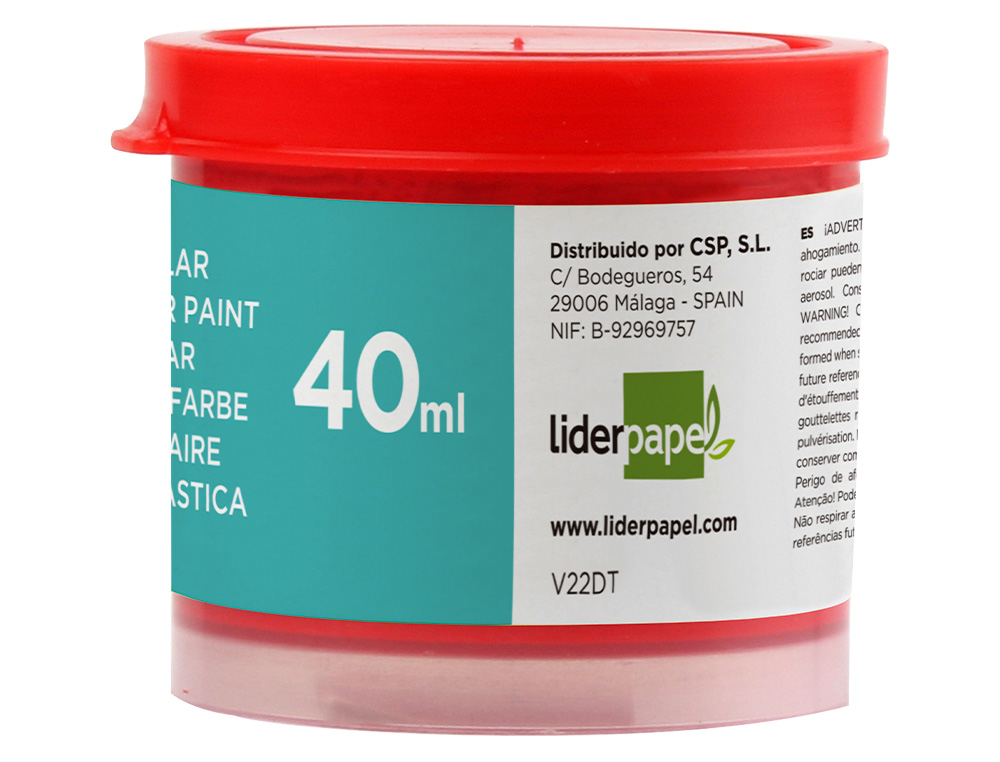 TEMPERA LIDERPAPEL ESCOLAR 40 ML ROJO