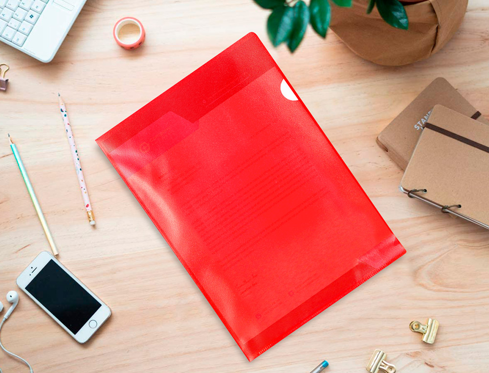 CARPETA DOSSIER UÑERO PLASTICO Q-CONNECT DIN A4 120 MICRAS ROJA CAJA DE 100 UNIDADES