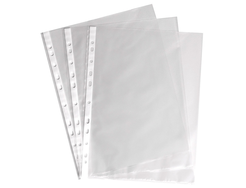 FUNDA MULTITALADRO Q-CONNECT DIN A4 100 MC CRISTAL CAJA DE 100 UNIDADES