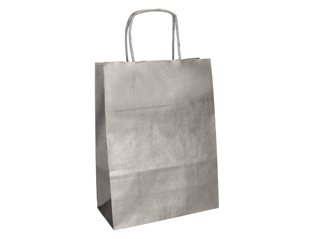 BOLSA KRAFT Q-CONNECT PLATA ASA RETORCIDA 270X120X360 MM