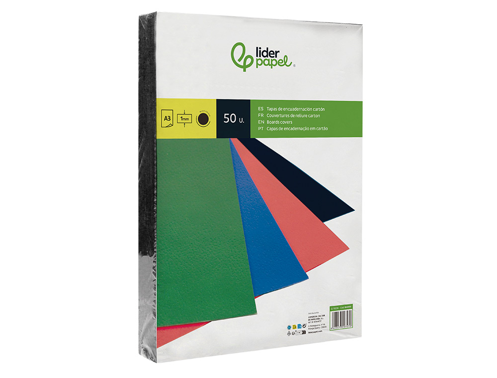 TAPA ENCUADERNACION LIDERPAPEL CARTON A3 1MM NEGRA PAQUETE DE 50 UNIDADES