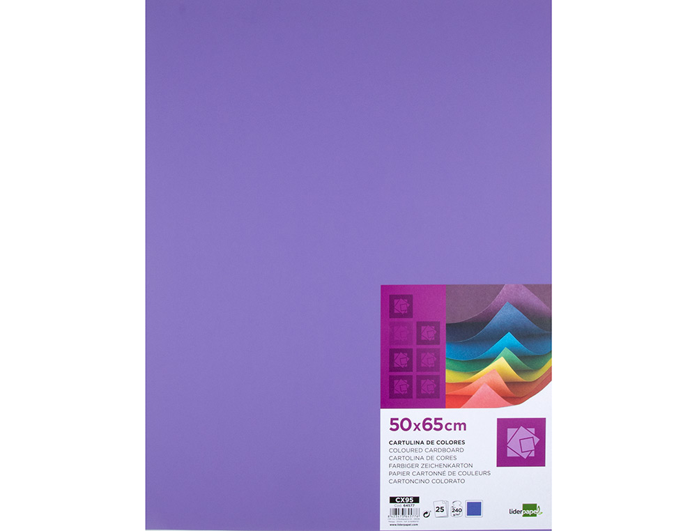 CARTULINA LIDERPAPEL 50X65 CM 240G/M2 PURPURA PAQUETE DE 25 HOJAS