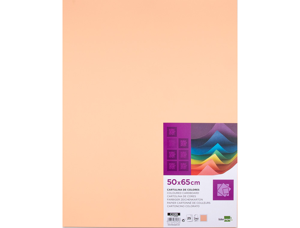 CARTULINA LIDERPAPEL 50X65 CM 240G/M2 SEPIA PAQUETE DE 25 HOJAS