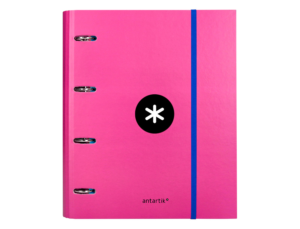 CARPETA CON RECAMBIO ANTARTIK A4 CUADRO 5MM FORRADA 4 ANILLAS 40MM REDONDAS CON SOLAPA COLOR ROSA
