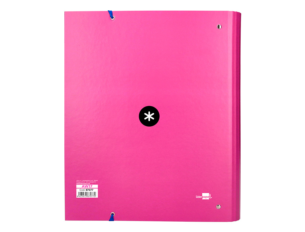 CARPETA CON RECAMBIO ANTARTIK A4 CUADRO 5MM FORRADA 4 ANILLAS 40MM REDONDAS CON SOLAPA COLOR ROSA