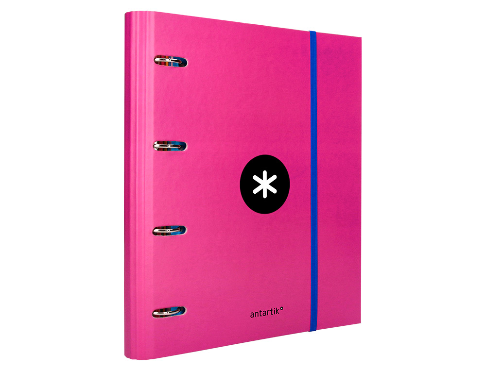 CARPETA CON RECAMBIO ANTARTIK A4 CUADRO 5MM FORRADA 4 ANILLAS 40MM REDONDAS CON SOLAPA COLOR ROSA