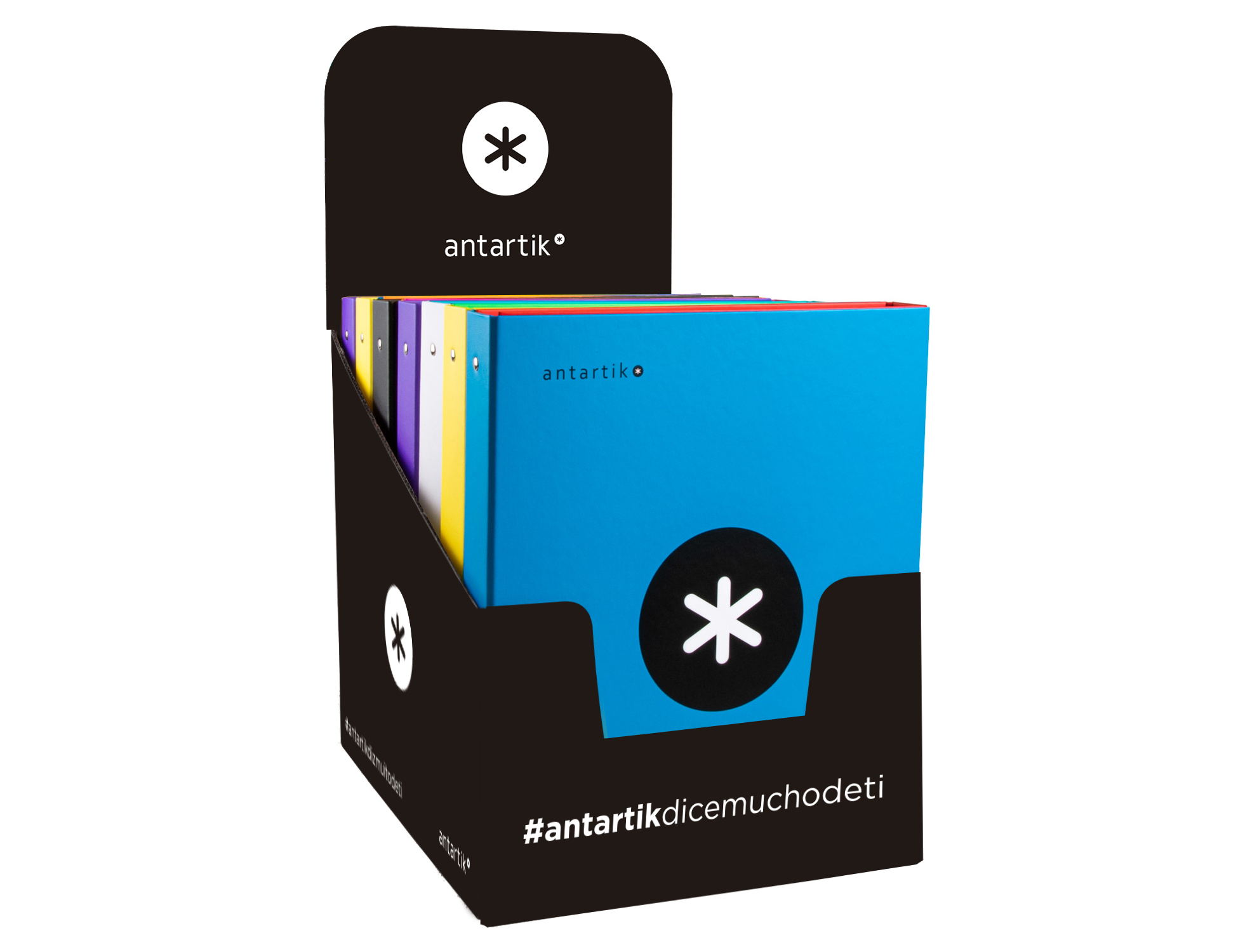 CARPETA 4 ANILLAS 40 MM MIXTAS ANTARTIK A4 FORRADA COLORES SURTIDOS