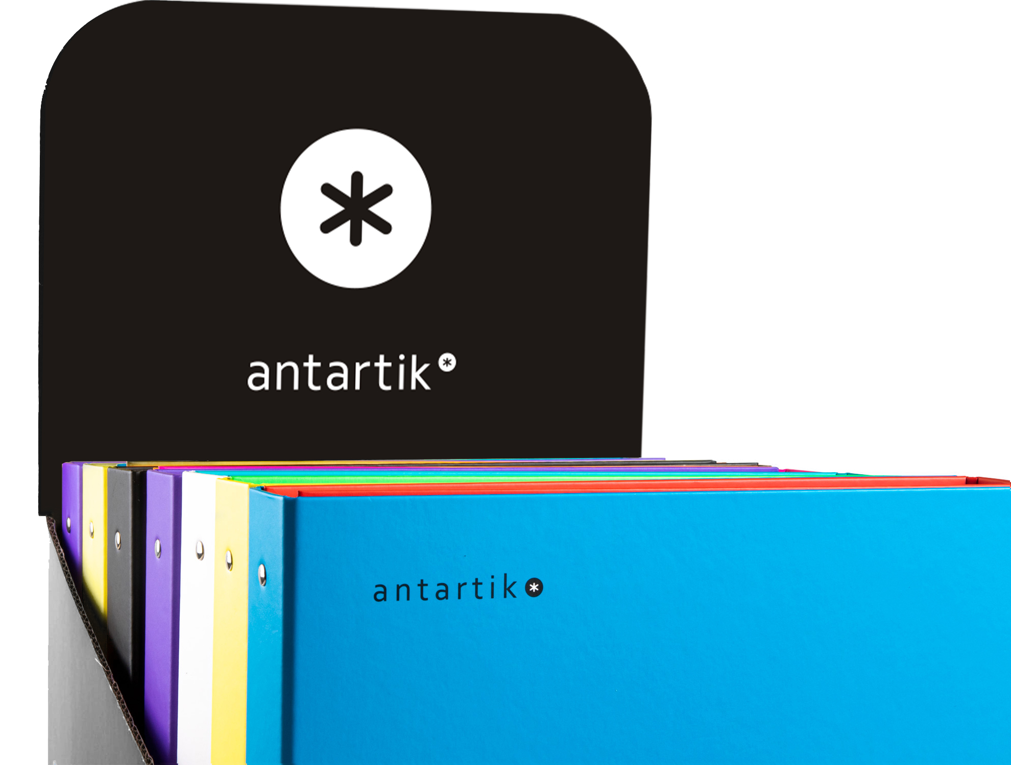 CARPETA 4 ANILLAS 40 MM MIXTAS ANTARTIK A4 FORRADA COLORES SURTIDOS