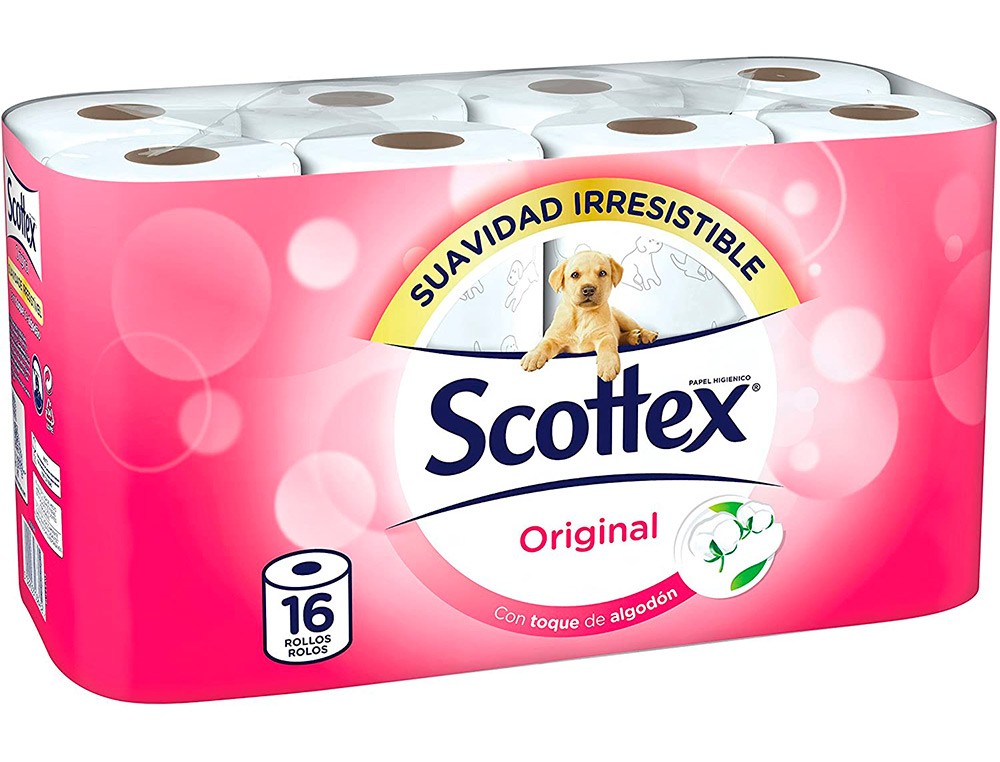 PAPEL HIGIENICO SCOTTEX ORIGINAL 2 CAPAS PAQUETE DE 16 ROLLOS 17,7 M