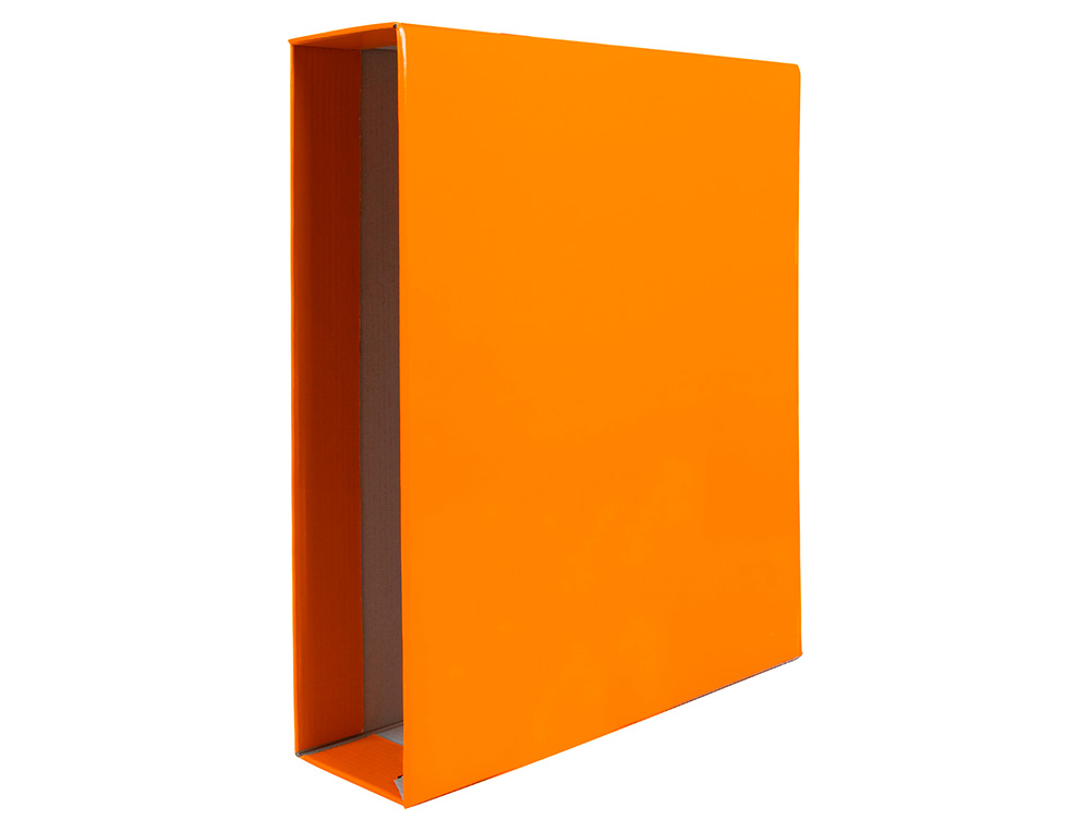 CAJA ARCHIVADOR LIDERPAPEL DE PALANCA CARTON FOLIO DOCUMENTA LOMO 75MM COLOR NARANJA
