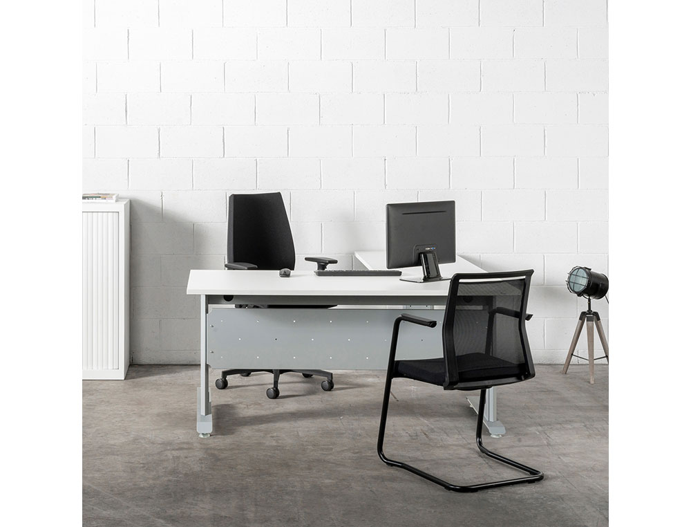 MESA DE OFICINA ROCADA METAL 2001AC01 ALUMINIO /HAYA 140X80 CM