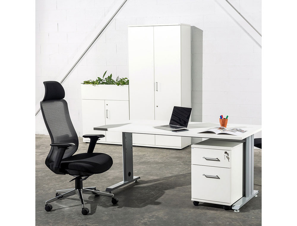 MESA DE OFICINA ROCADA METAL 2001AC01 ALUMINIO /HAYA 140X80 CM