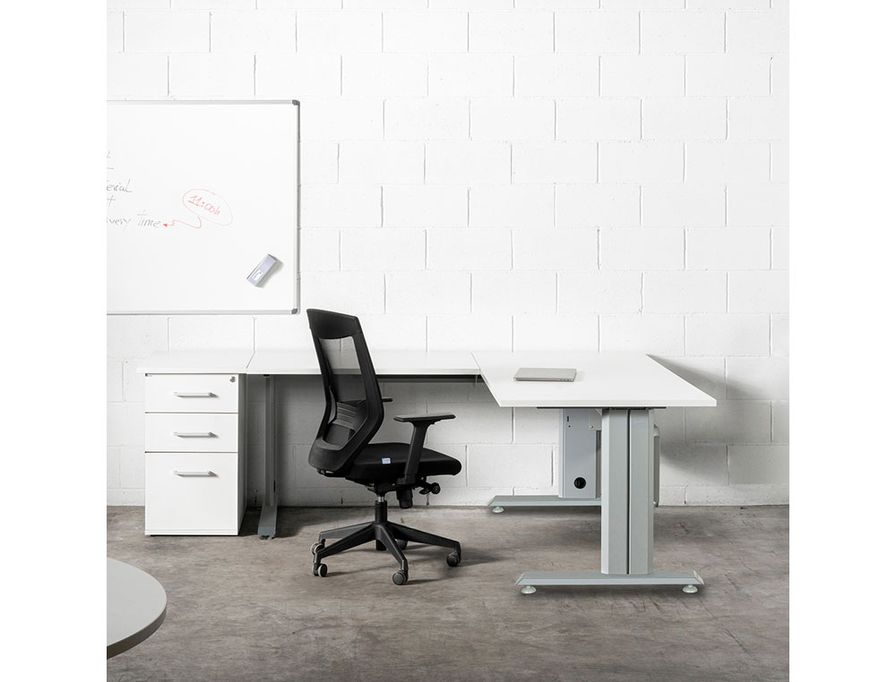 MESA DE OFICINA ROCADA METAL 2003AC04 ALUMINIO /BLANCO 180X80 CM