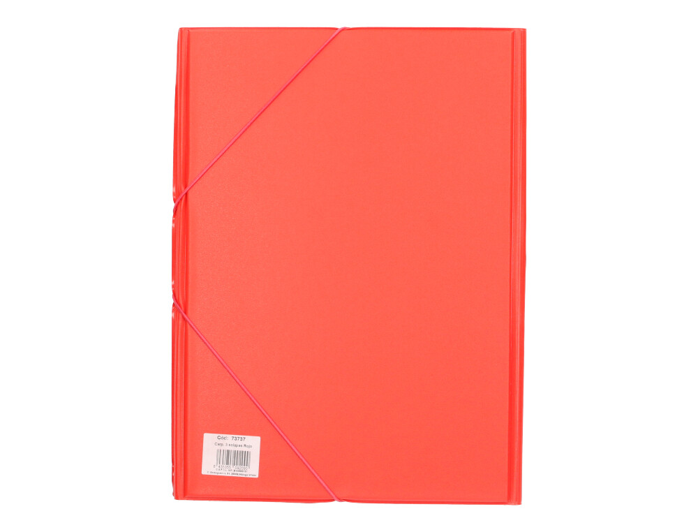 CARPETA LIDERPAPEL GOMAS TRES SOLAPAS PLASTICO FOLIO COLOR ROJO