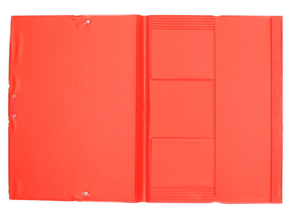 CARPETA LIDERPAPEL GOMAS TRES SOLAPAS PLASTICO FOLIO COLOR ROJO