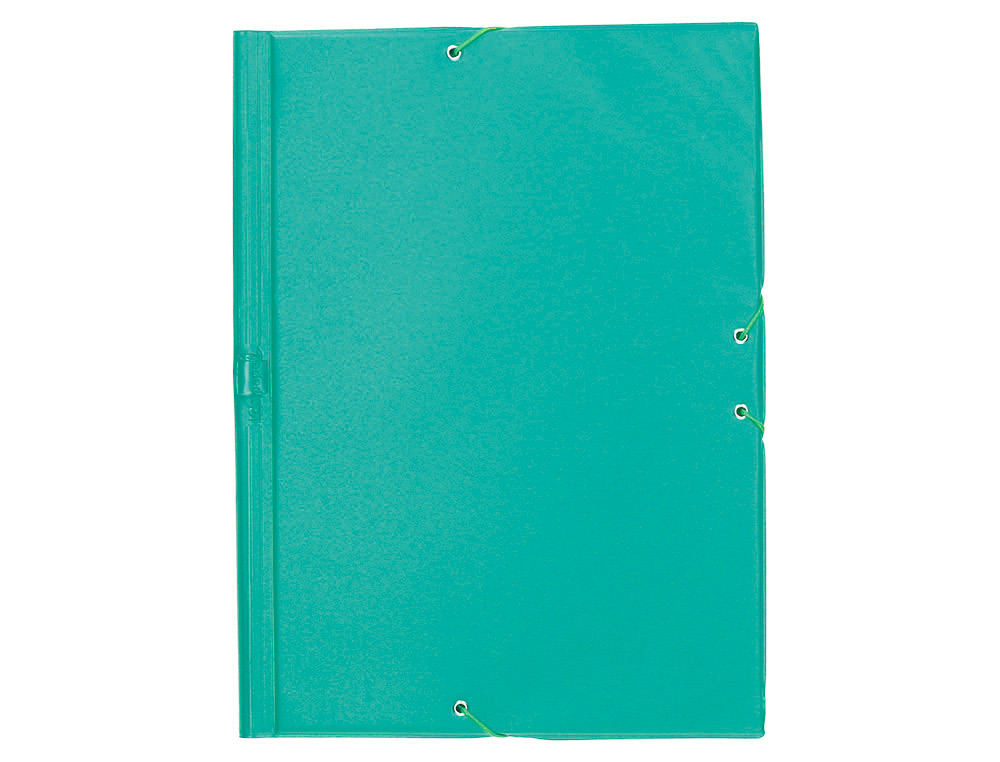 CARPETA LIDERPAPEL GOMAS TRES SOLAPAS PLASTICO FOLIO COLOR VERDE