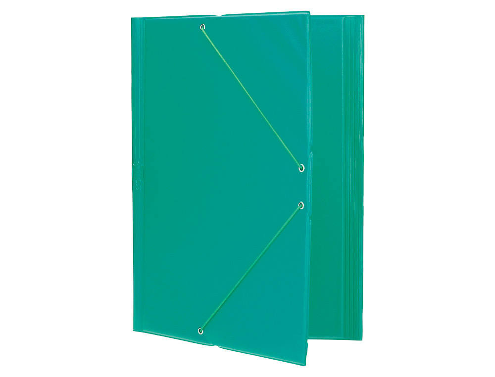 CARPETA LIDERPAPEL GOMAS TRES SOLAPAS PLASTICO FOLIO COLOR VERDE
