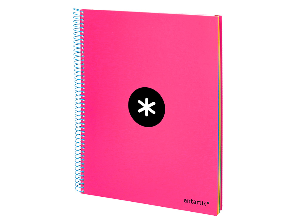 CUADERNO ESPIRAL A4 MICRO ANTARTIK TAPA FORRADA 120H 90 GR HORIZONTAL 5 BANDAS 4 TALADROS COLOR ROSA