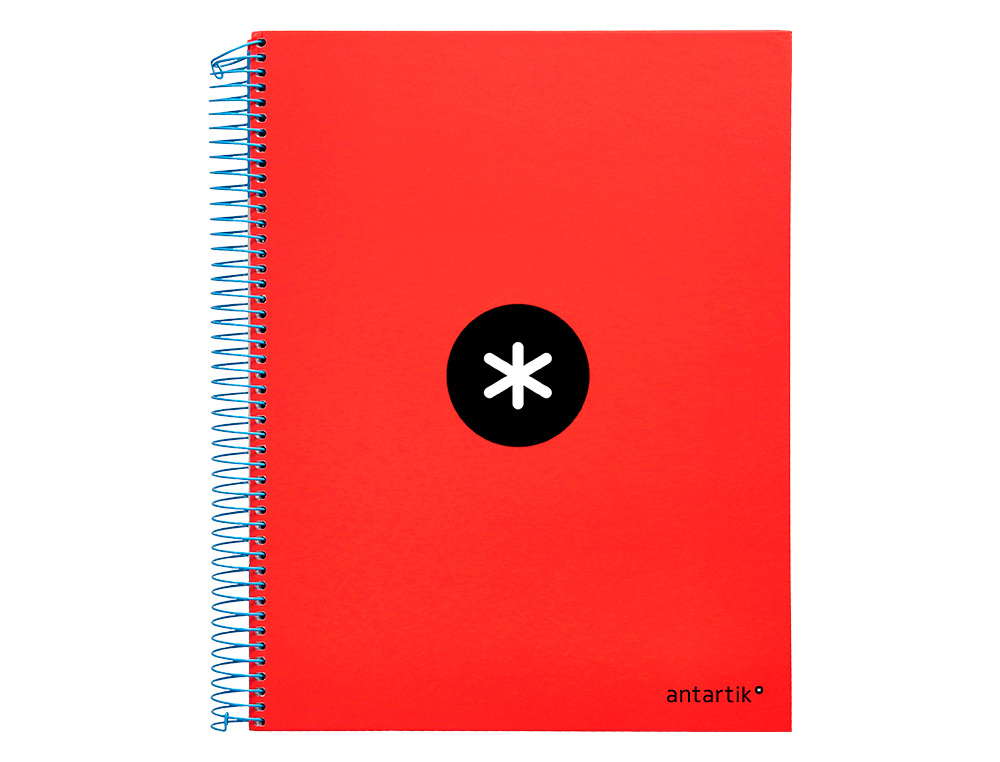 CUADERNO ESPIRAL A4 MICRO ANTARTIK TAPA FORRADA 120H 90 GR LISO CON BANDAS 4 TALADROS COLOR ROJO