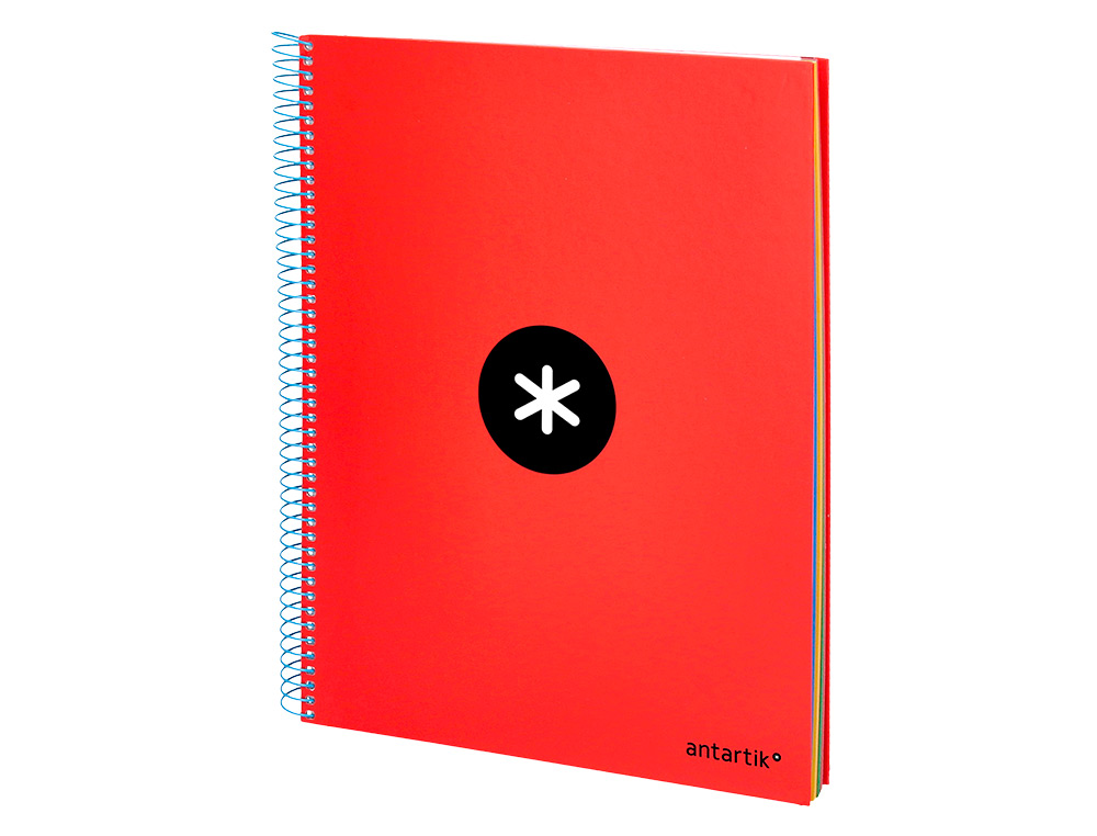 CUADERNO ESPIRAL A4 MICRO ANTARTIK TAPA FORRADA 120H 90 GR LISO CON BANDAS 4 TALADROS COLOR ROJO