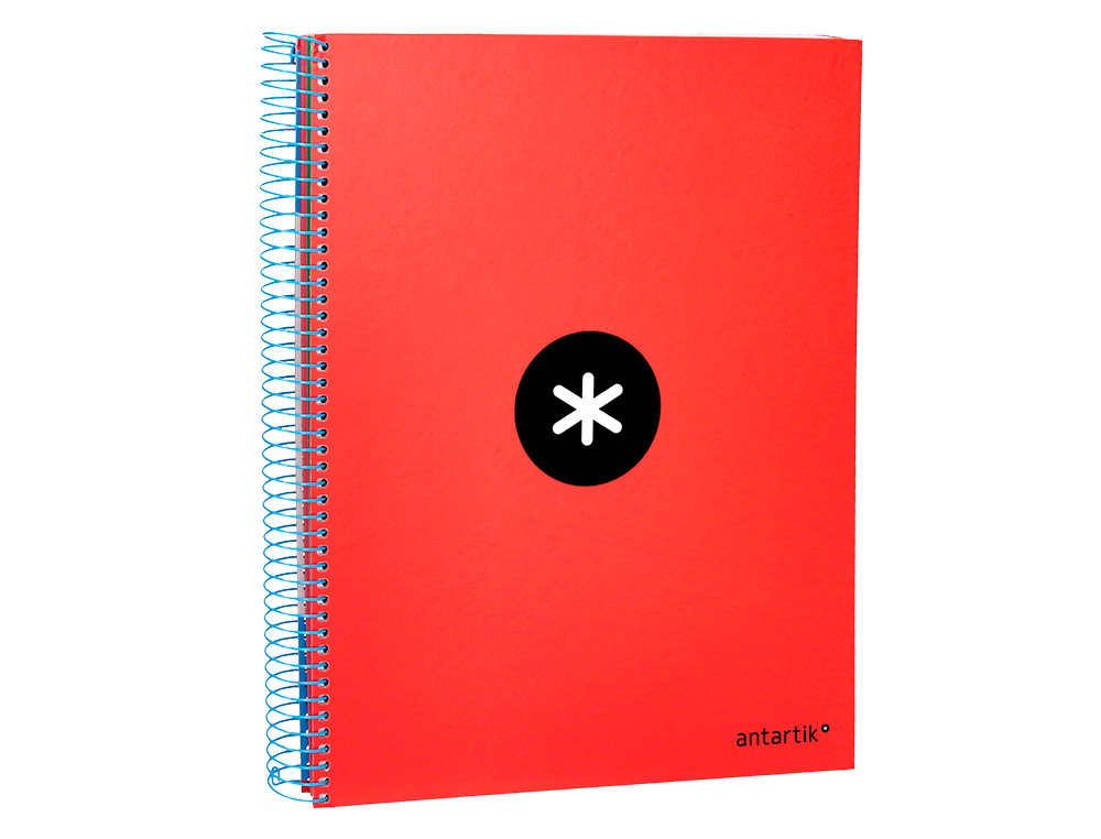 CUADERNO ESPIRAL A4 MICRO ANTARTIK TAPA FORRADA 120H 90 GR LISO CON BANDAS 4 TALADROS COLOR ROJO