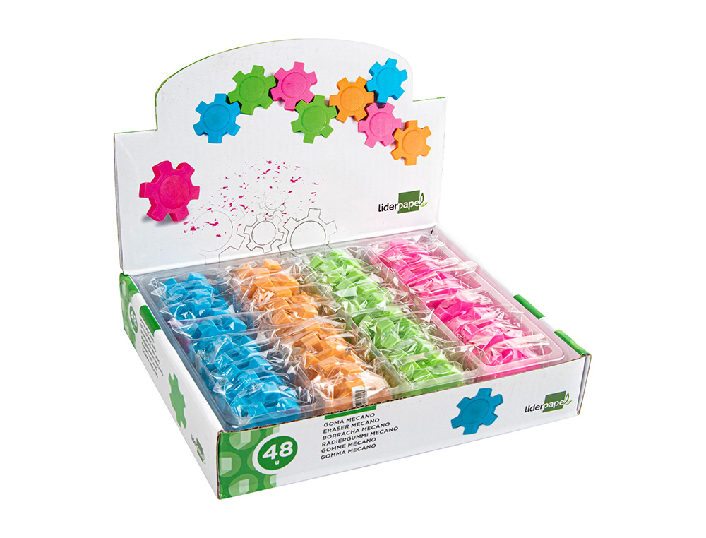 GOMA LIDERPAPEL MECANO CON FORMA DE RUEDA COLORES SURTIDOS