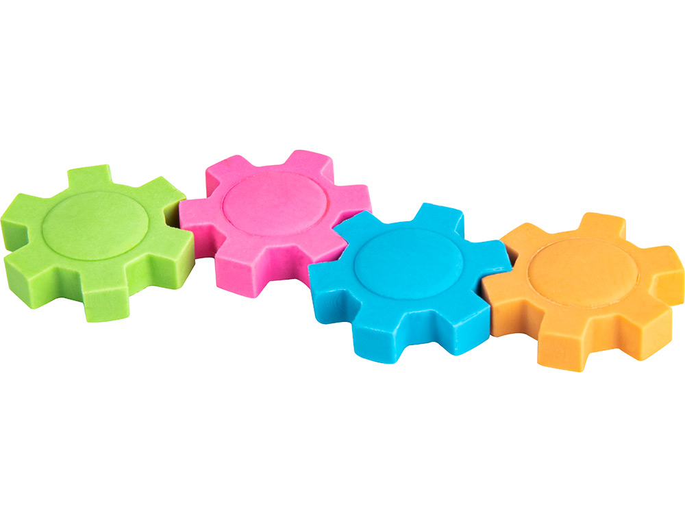 GOMA LIDERPAPEL MECANO CON FORMA DE RUEDA COLORES SURTIDOS
