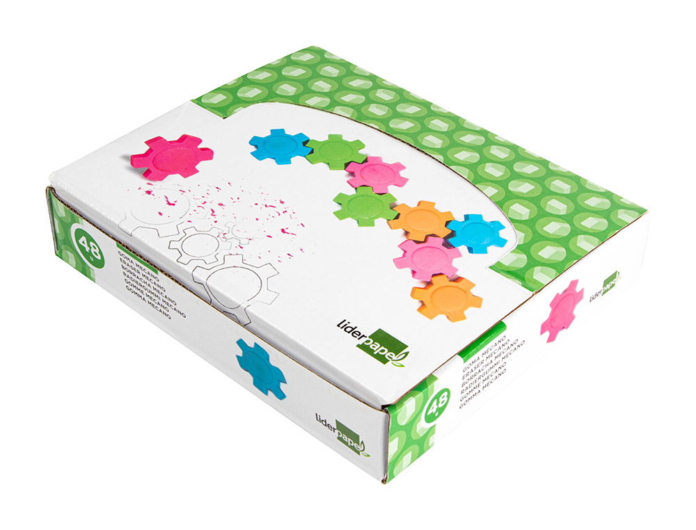 GOMA LIDERPAPEL MECANO CON FORMA DE RUEDA COLORES SURTIDOS