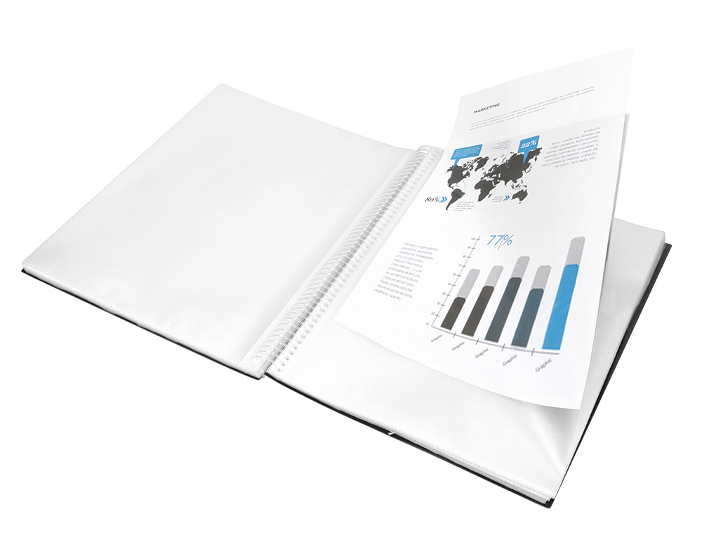 CARPETA LIDERPAPEL ESCAPARATE CON ESPIRAL 10 FUNDAS POLIPROPILENO DIN A4 NEGRO