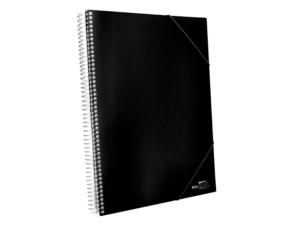 CARPETA LIDERPAPEL ESCAPARATE CON ESPIRAL 60 FUNDAS POLIPROPILENO DIN A4 NEGRO